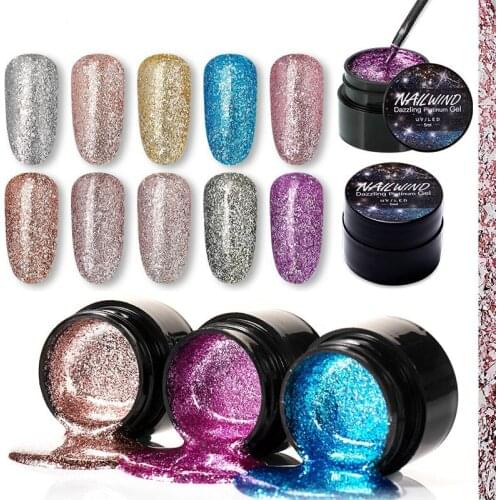 UV Nail Gel Painting Glitter Platinum Dazzling Gel Nail Varnish Hybrid Semi Permanent Base Top Manicure Set