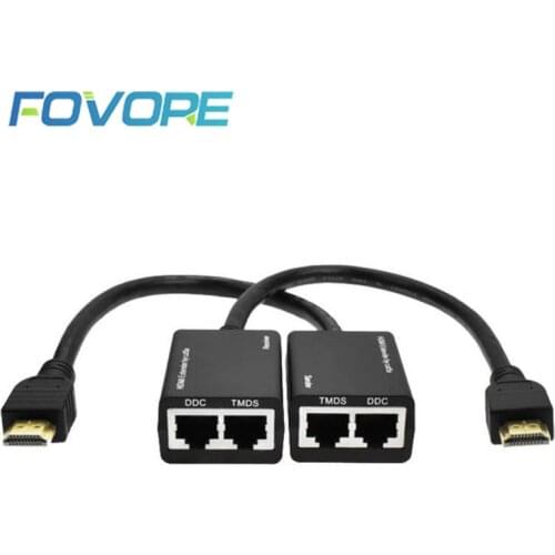 HDMI Over RJ45 CAT5e CAT6 UTP LAN Ethernet Extender Repeater Supports 1080p Resolution up to at least 100ft (30M) using CAT6 cab