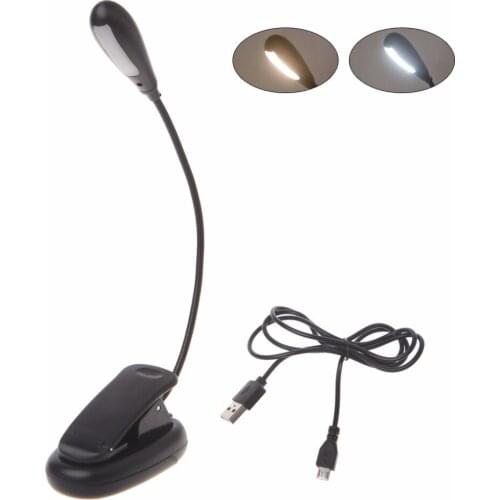 HNGCHOIGE 1.2W Flexible Arm Dimmable 7 LED USB Table Lamp Clip-on Bed Reading Table Light Reading Music Light