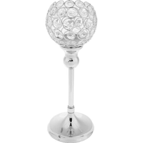 Crystal Globe Pillar Wedding Banquet Table Centerpiece Gold/Silver Decorative Votive Candle Holder Lamp Festive Home Decor