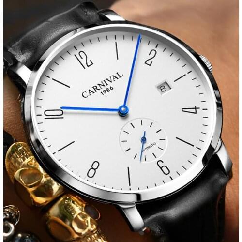Carnival Men Automatic Watch Brief Ultra Thin Small Seconds Dial Luxury Mechanical Watch Case 38.5mm