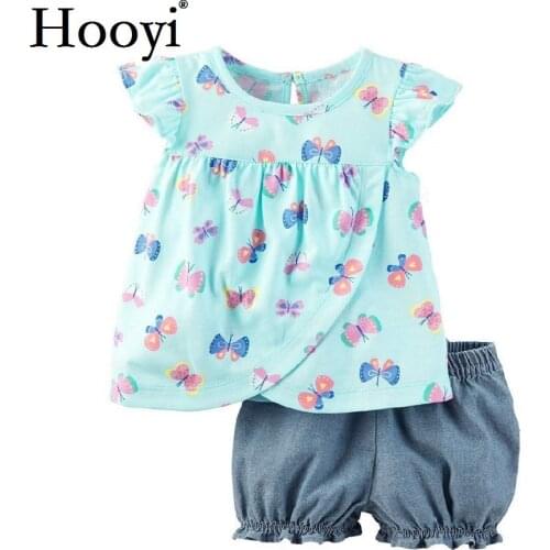 Butterfly Baby Girls 2-Pieces Clothes Suit Newborn Clothing Sets Girls T-Shirt Jumpers Hot Shorts Pants Children Dress 0-2 Year