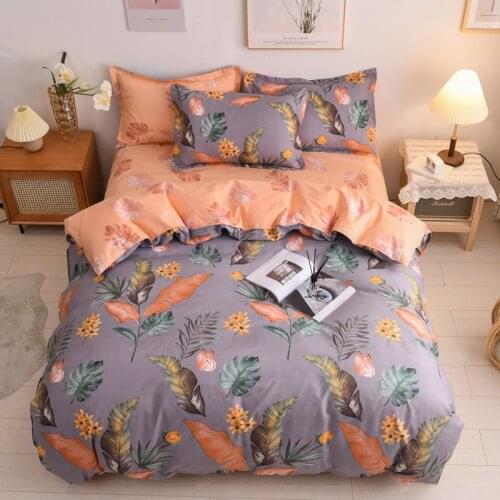 Bedding Set 100% Cotton Flat Bed Sheet and Pillowcases Luxury Butterfly Flower Plants Korean Style Full Queen Girl Kids Bed Sets