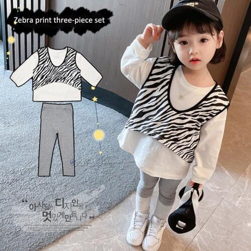 Girls Clothes Clothing Sets Sports Suit For Children TShirts Girls Fashion Clothes Trousers Vest 3Piece Girl Spring Clothes2021
