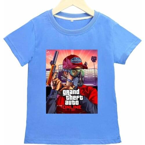 Game GTA Printed Summer Cotton Boys and Girls Sports and Leisure Short-sleeved T-shirt Toddler Boy Clothes Graphic T Shirts