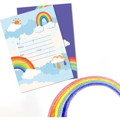 Summer Sweet Rainbow Theme Party Girls Birthday Party Greeting Invitation Cards Kids Baby Shower Happy Birthday Party Supplies