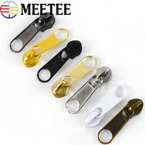 Meetee 50/100pcs Fashion 5# Metal Zipper Slider For Nylon Zippers Bag Clothes Zip Head Repair Kits DIY Bags Sewing Accessories