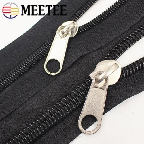 Meetee 8#10# 2.5meters Nylon Coil Zipper Double Side Sliders Open-end for Backpack Fishing Bags Tent Sewing Accessories ZA209