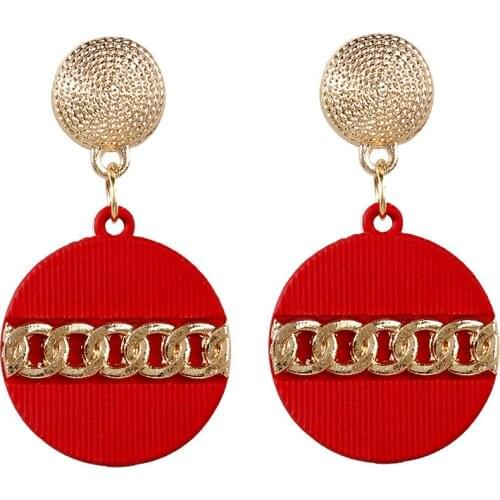 Fashion Exaggerated Earrings Alloy Spray Paint Earrings Female Earrings Boho Round Chain Personality Earrings Gift