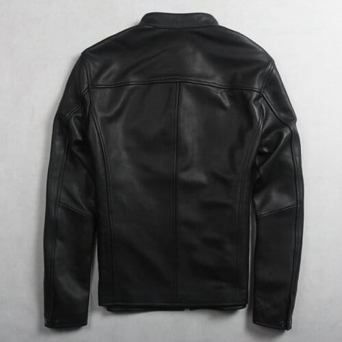 Avirexmen mens fashion genuine real sheepskin slim fit leather men sping casual biker jacket male