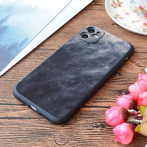 For iPhone Blue Clouds Blue Moon Print Soft Matt Apple iPhone Case