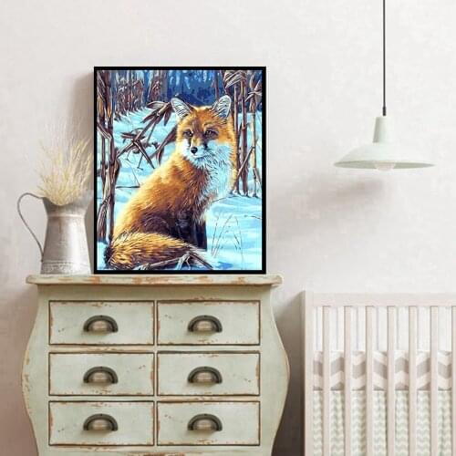 Oil Painting By Numbers "FOX" Drawing on Canvas HandPainted Art Gift DIY Picture By Number Kits Wall Decor