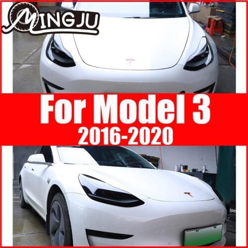 Front Headlamp Car Styling Sticker For Tesla Model 3 Headlamps TPU Smoked Black Headlights Protector Film accessories supplies