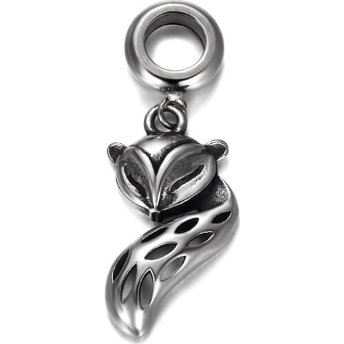 316L Stainless Steel Spacer Bail Bead Fox Charms 5mm Hole Polished Metal Charm Accessories DIY Bracelet Jewelry Making