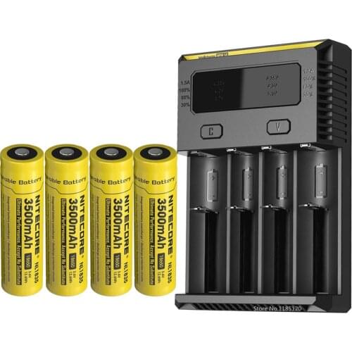 NITECORE NEW I4 Charger OLED Screen Intellicharger battery Charger + NITECORE 18650 3500mAh NL1835 3.6V 9.6Wh Li-on battery