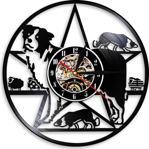 Border Collie Dog 3D Wall Watches Clock Modern Design Dog Breed Pet Animal Vinyl Record Wall Clock Unqiue Gift For Dog Lover