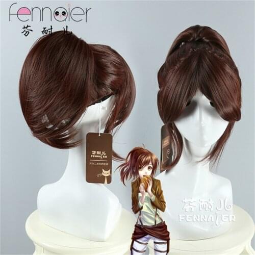 Attack on Titan Sasha Braus Cosplay Wig Shimura Tae Brown Single Ponytail Wig Anime Synthetic Hair + Wig Cap