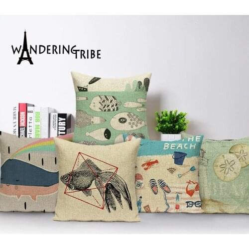 Pillow marine decorative car cushions Hot Sale pillow cover Cartoon fish decorative cushion covers Colorful cushion covers