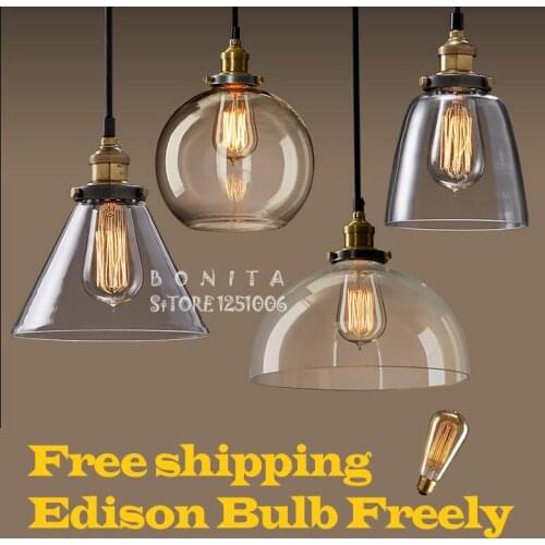 Edison Droplight loft American industrial Vintage hanging lights for dining room brass transparent glass retro pendant lamp