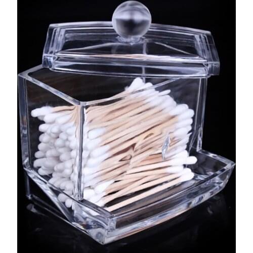 Transparent Cotton Swab Storage Box Makeup Organizer Acrylic Storage Box Cotton Swab Cosmetic Box Bathroom Bedroom Storage Tools