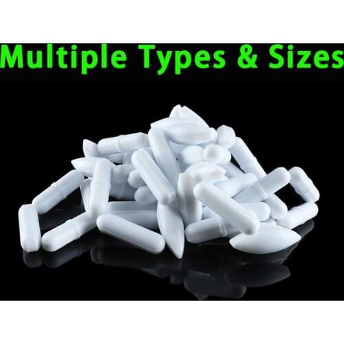 PTFE Magnetic Stirrer Stir Bar Cylindrical Olive Magneton Stirring Mixer White Spin Bars , Multiple Sizes For Choosing , 10pcs