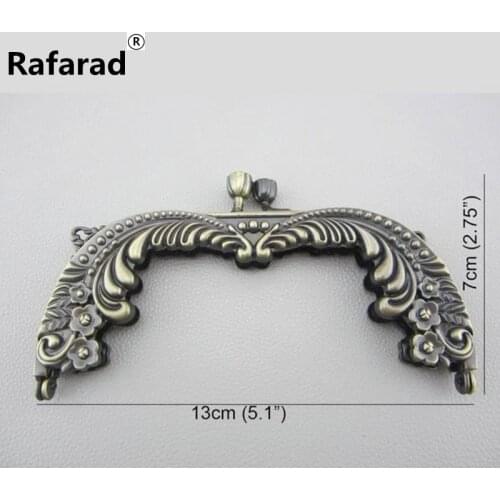 Size 13cm Antique Bronze Wholease Metal Purse Handle Vintage Bag Accessories Purse Frame