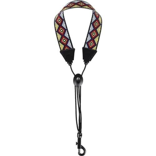F-74 Adjustable Saxophone Strap Lozenge Pattern Neck Sling for Alto Tenor Clarinet with Hook Clasp