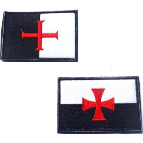 Knight Temple Regiment Knight Armband With Cross Patch Battle Tactical Striped Hook And Ring Embroidered Military Uniform Badge