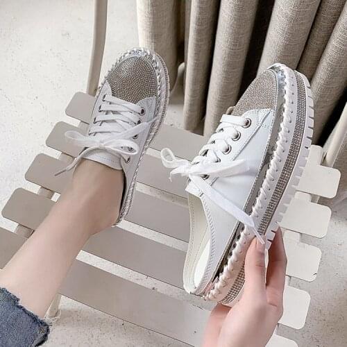 2021 Summer Luxury Bling Bow Slippers Women Sequined Women Shoes Outside Fashion Platform Slippers For Women