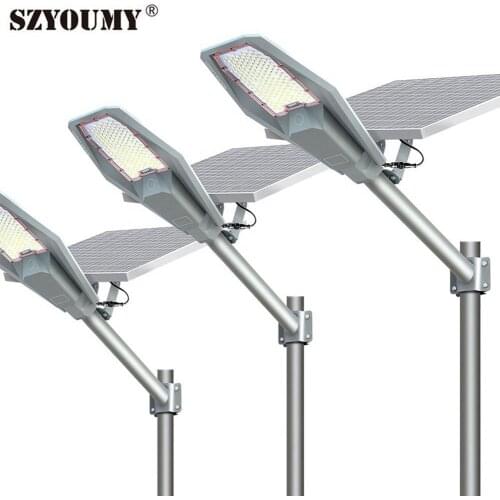 SZYOUMY Solar Powered Street Light With Remote 100W 200W 300W 400W Outdoor Waterproof Security Lighting For Yard Garden Home