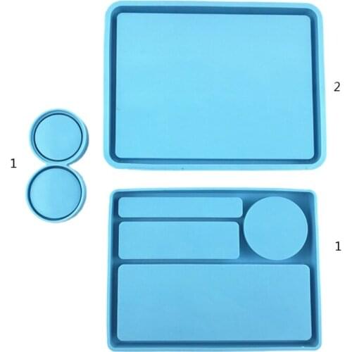 T5UF Serving Board Fruit Snack Tray Epoxy Resin Mold Makeup Storage Box Silicone Mould DIY Crafts Jewelry Organizer Casting