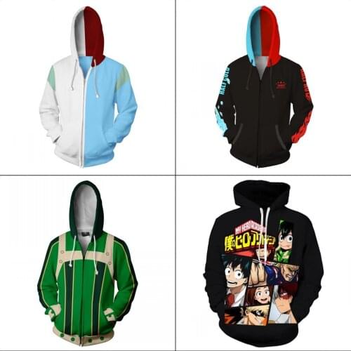 My hero academia cartoon hoodie Midoriya Izuku boku no hero academia Asui Tsuyu Cosplay Costume Sweatshirt Zipper Jacket Coat