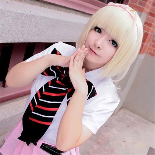 Blue Exorcist Mens Shiemi Moriyama Cosplay Wig Light Golden Bobo High Temperature Fiber Hair Anime Costume Role Play Wigs