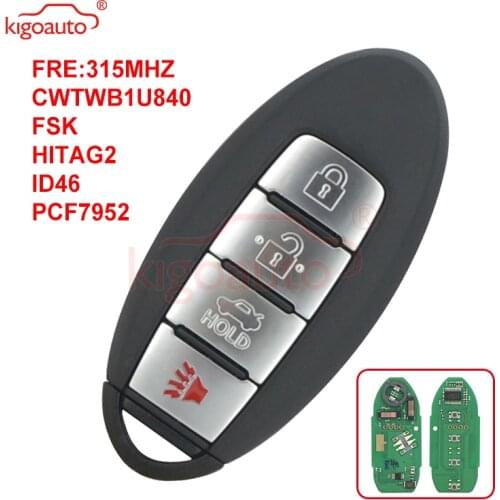 KIGOAUTO CWTWB1U840 smart car key 4 button 315MHZ FSK HITAG-2 ID46 PCF7952 for Nissan Versa 2013 2014 2015 2016 2017