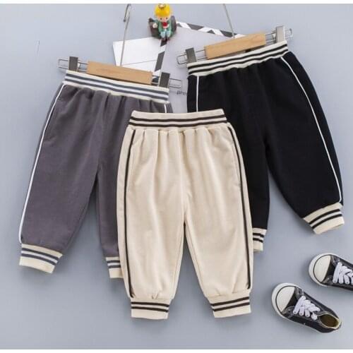Lunoakvo Spring Autumn New Kids Korean Pants Solid Color Casual Elastic Trousers for 1-4 Years Boy Childrens Outwear Clothes