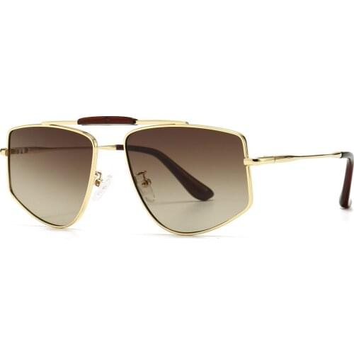 Veshion Gold Metal Sunglasses for Men Gradient Lens 2021 Summer Male Square Sun Glasses for Women Brown Blue Uv400