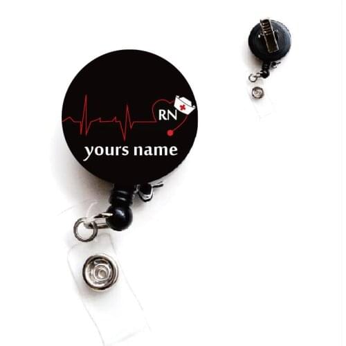 Personalized names retractable id badge reel