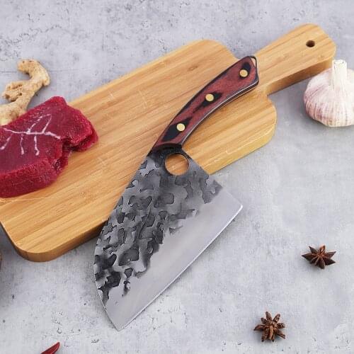 XYj Vegetable Cleaver 7-inch Kitchen Chopping Knife High Carbon Stainless Steel Camping Butcher Chef Knife With Full Tang Handle