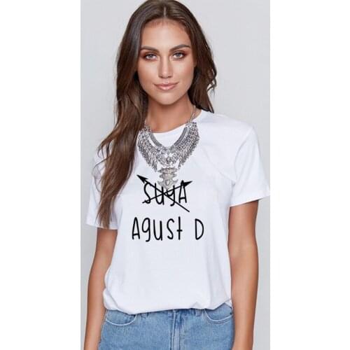 Women T-shirt Summer Ulzzang Plus Size Tee Agust D Shirt Women Harajuk Casual Suga Letter Print Shirt Round Neck Short Sleeve