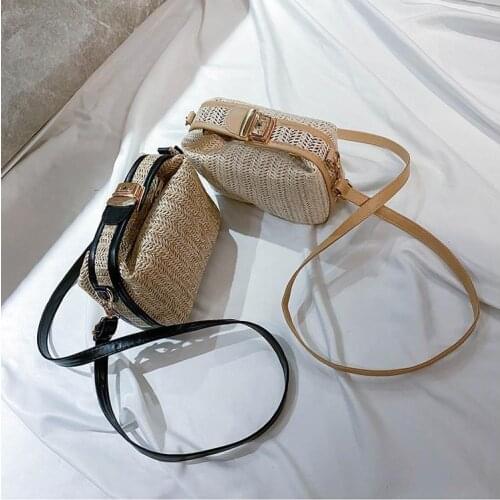 Womens Boho Small Crossbody Bag Fashion Straw Woven Flap Shoulder Bag Holiday Beach Bags New