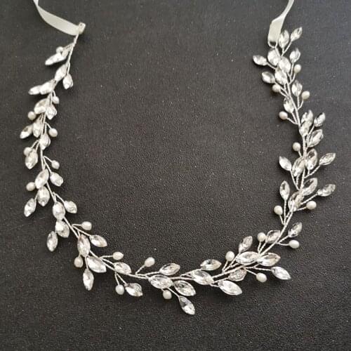 Floralbride Handmade Freshwater Pearls Austrian Crystal Bridal Jewelry Wedding Headband Bracelet Earring Set Women Jewelry