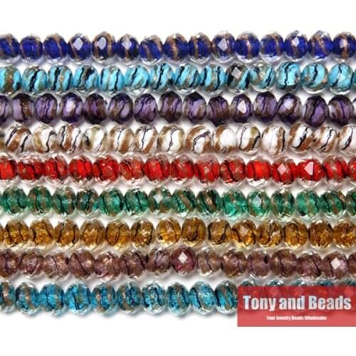 Gold Lace Disk Shape Rondelle Lampwork Beads 8x10mm Pick Color For Jewelry Making LGB5