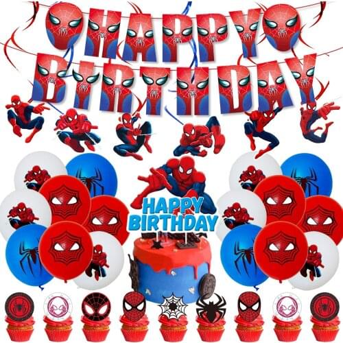 1set Super Hero Balloons Spider-Man Birthday Banner Party Decorations Baby Shower Decor Kids Party Spider-Man Balloon Air Globos