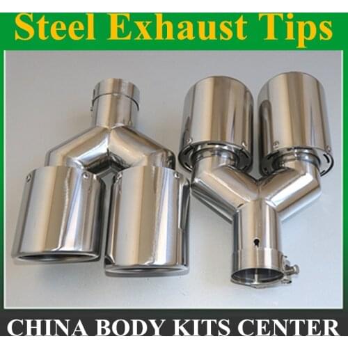 1 Pair: Y Model Dual Newest Style stainless steel universal Auto exhaust tip Double end pipe