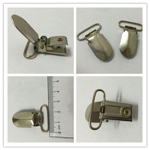 100 pcs/lot) 25mm 1'' Metal Silver color Suspender Clips with Plastic teeth Insert
