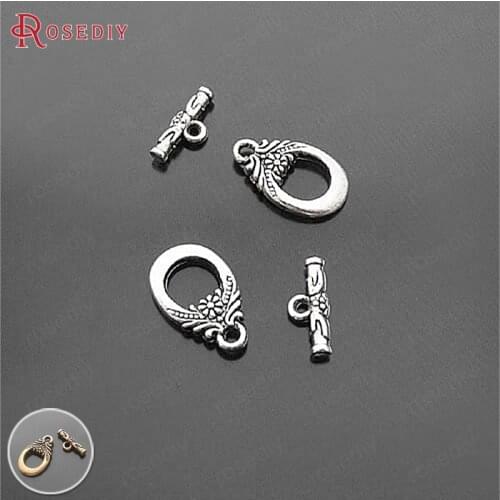 19650)20Sets Circle:15x11MM Antique Style Zinc Alloy O Toggle Clasps Bracelets Clasps Diy Jewelry Findings Accessories