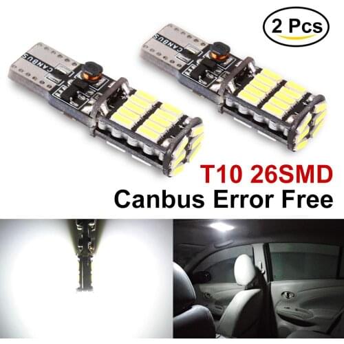 2Pcs T10 LED 4014 SMD W5W 194 White CANBUS OBC NO Error Free LED Light dash Car bulb Signal interior Dome Reading Auto Lamp