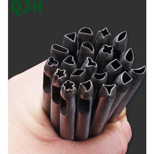 20PCS/set DIY Leather Hole Punch Shaped Craft Hollow Hole Punch Oval Rectangle Plastic Rubber Tool Punch Set Leather Hole Tool