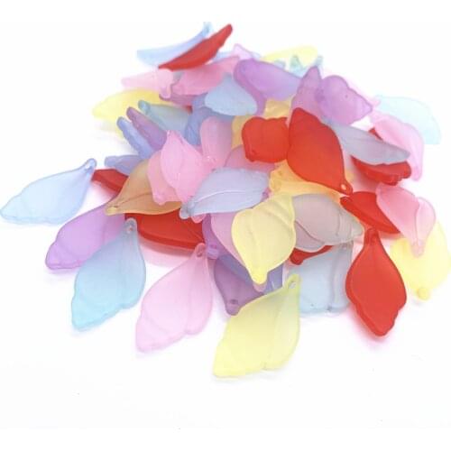 20pcs 23x16mm Feather Matte Acrylic Beads Beads Style for DIY Handmade Bracelet Jewelry Making Accessorie