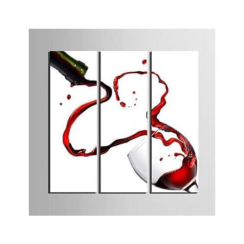 3 PC Hand Painted Large Canvas Art Romantic From Red Wind Modern Wall Picture for Living Room